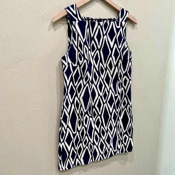 Diane Von Furstenberg DVF Navy Blue Printed Mini Dress - Size: 4 - Picture 7 of 11